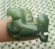 Load image into Gallery viewer, 10% OFF- Certified Natural Oily Green Jadeite Emerald A*Jade HandCarved Lucky Horse Jade Pendant A9158