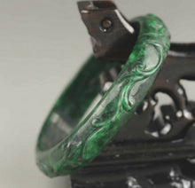 Load image into Gallery viewer, 56/57/58mm Certified Natural Green Jadeite Emerald A Jade HandCarved Ruyi Flower Bracelet Bangle A-2242