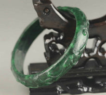 Load image into Gallery viewer, 56/57/58mm Certified Natural Green Jadeite Emerald A Jade HandCarved Ruyi Flower Bracelet Bangle A-2242
