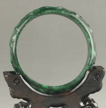 Load image into Gallery viewer, 56/57/58mm Certified Natural Green Jadeite Emerald A Jade HandCarved Ruyi Flower Bracelet Bangle A-2242
