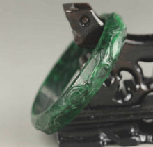 Load image into Gallery viewer, 56/57/58mm Certified Natural Green Jadeite Emerald A Jade HandCarved Ruyi Flower Bracelet Bangle A-2242