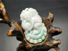 Load image into Gallery viewer, 10% OFF- Certified Natural Ice Jadeite Emerald A*Jade HandCarved Lucky Monkey Jade Pendant A0225