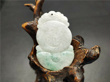 Load image into Gallery viewer, 10% OFF- Certified Natural Ice Jadeite Emerald A*Jade HandCarved Lucky Monkey Jade Pendant A0225