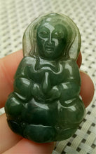 Load image into Gallery viewer, 10% OFF- Certified Natural Oily Green Jadeite Emerald A*Jade HandCarved Blessing Guanyin Jade Pendant A0143