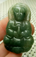 Load image into Gallery viewer, 10% OFF- Certified Natural Oily Green Jadeite Emerald A*Jade HandCarved Blessing Guanyin Jade Pendant A0143