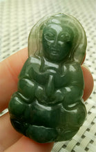 Load image into Gallery viewer, 10% OFF- Certified Natural Oily Green Jadeite Emerald A*Jade HandCarved Blessing Guanyin Jade Pendant A0143