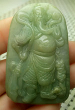 Load image into Gallery viewer, 10% OFF- Certified Natural Jadeite Emerald A*Jade HandCarved Blessing Guan Gong God Jade Pendant A0132