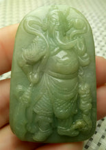 Load image into Gallery viewer, 10% OFF- Certified Natural Jadeite Emerald A*Jade HandCarved Blessing Guan Gong God Jade Pendant A0132
