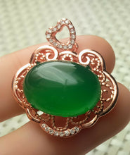 Load image into Gallery viewer, 10% OFF- Certified Natural Emerald A*Jade Handcrafted Heart Jade Pendant-Rose Gold 925 Sterling Silver