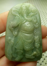 Load image into Gallery viewer, 10% OFF- Certified Natural Jadeite Emerald A*Jade HandCarved Blessing Guan Gong God Jade Pendant A0132