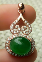 Load image into Gallery viewer, 10% OFF- Certified Natural Emerald A*Jade Handcrafted Gourd Jade Pendant-Rose Gold 925 Sterling Silver