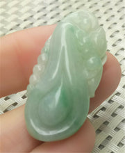 Load image into Gallery viewer, 10% OFF- Certified Natural Jadeite Emerald A*Jade HandCarved Lucky Morning Glory Jade Pendant A9257
