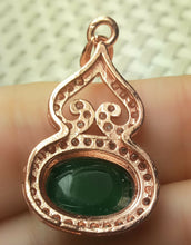 Load image into Gallery viewer, 10% OFF- Certified Natural Emerald A*Jade Handcrafted Gourd Jade Pendant-Rose Gold 925 Sterling Silver
