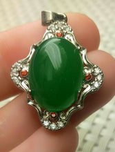 Load image into Gallery viewer, Certified Natural Emerald A*Jade Handcrafted Oval Jade Pendant-White Gold 925 Sterling Silver