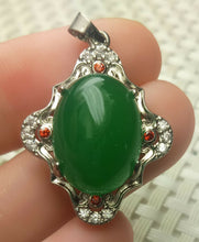 Load image into Gallery viewer, Certified Natural Emerald A*Jade Handcrafted Oval Jade Pendant-White Gold 925 Sterling Silver