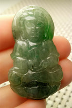 Load image into Gallery viewer, 10% OFF- Certified Natural Jadeite Emerald A*Jade HandCarved Blessing Guanyin Jade Pendant A8889