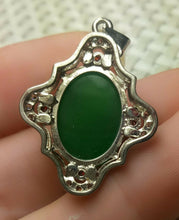 Load image into Gallery viewer, Certified Natural Emerald A*Jade Handcrafted Oval Jade Pendant-White Gold 925 Sterling Silver