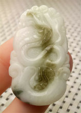 Load image into Gallery viewer, 10% OFF- Certified Natural White Jadeite Emerald A*Jade HandCarved Lucky White Snake Jade Pendant A8959