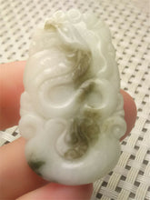 Load image into Gallery viewer, 10% OFF- Certified Natural White Jadeite Emerald A*Jade HandCarved Lucky White Snake Jade Pendant A8959