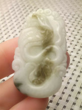 Load image into Gallery viewer, 10% OFF- Certified Natural White Jadeite Emerald A*Jade HandCarved Lucky White Snake Jade Pendant A8959