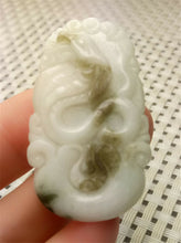 Load image into Gallery viewer, 10% OFF- Certified Natural White Jadeite Emerald A*Jade HandCarved Lucky White Snake Jade Pendant A8959