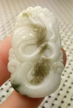 Load image into Gallery viewer, 10% OFF- Certified Natural White Jadeite Emerald A*Jade HandCarved Lucky White Snake Jade Pendant A8959