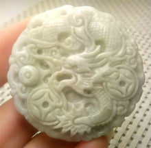 Load image into Gallery viewer, 10% OFF- Certified Natural White Jadeite Emerald A*Jade HandCarved Lucky White Dragon Jade Pendant A2706