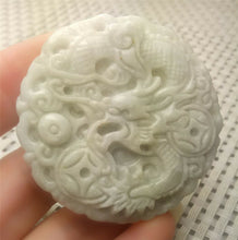 Load image into Gallery viewer, 10% OFF- Certified Natural White Jadeite Emerald A*Jade HandCarved Lucky White Dragon Jade Pendant A2706