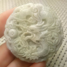 Load image into Gallery viewer, 10% OFF- Certified Natural White Jadeite Emerald A*Jade HandCarved Lucky White Dragon Jade Pendant A2706