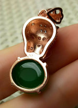 Load image into Gallery viewer, 10% OFF- Certified Natural Emerald A*Jade Handcrafted Beautiful Jade Leopard Pendant-Rose Gold 925 Sterling Silver