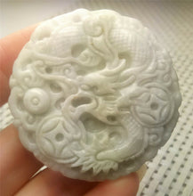 Load image into Gallery viewer, 10% OFF- Certified Natural White Jadeite Emerald A*Jade HandCarved Lucky White Dragon Jade Pendant A2706