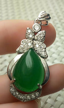 Load image into Gallery viewer, 10% OFF- Certified Natural Emerald A*Jade Handcrafted Lucky Drop Jade Pendant-White Gold 925 Sterling Silver