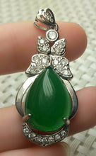 Load image into Gallery viewer, 10% OFF- Certified Natural Emerald A*Jade Handcrafted Lucky Drop Jade Pendant-White Gold 925 Sterling Silver