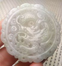 Load image into Gallery viewer, 10% OFF- Certified Natural White Jadeite Emerald A*Jade HandCarved Lucky White Dragon Jade Pendant A2716