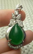 Load image into Gallery viewer, 10% OFF- Certified Natural Emerald A*Jade Handcrafted Lucky Drop Jade Pendant-White Gold 925 Sterling Silver