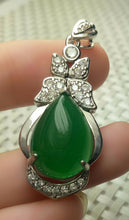 Load image into Gallery viewer, 10% OFF- Certified Natural Emerald A*Jade Handcrafted Lucky Drop Jade Pendant-White Gold 925 Sterling Silver