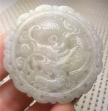 Load image into Gallery viewer, 10% OFF- Certified Natural White Jadeite Emerald A*Jade HandCarved Lucky White Dragon Jade Pendant A2716