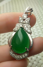 Load image into Gallery viewer, 10% OFF- Certified Natural Emerald A*Jade Handcrafted Lucky Drop Jade Pendant-White Gold 925 Sterling Silver