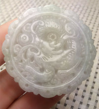 Load image into Gallery viewer, 10% OFF- Certified Natural White Jadeite Emerald A*Jade HandCarved Lucky White Dragon Jade Pendant A2716