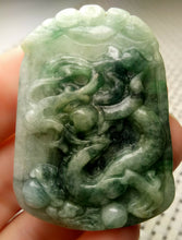 Load image into Gallery viewer, 10% OFF- Certified Natural Jadeite Emerald A*Jade HandCarved Lucky Dragon Jade Pendant A8862