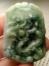 Load image into Gallery viewer, 10% OFF- Certified Natural Jadeite Emerald A*Jade HandCarved Lucky Dragon Jade Pendant A8862