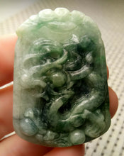 Load image into Gallery viewer, 10% OFF- Certified Natural Jadeite Emerald A*Jade HandCarved Lucky Dragon Jade Pendant A8862