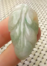 Load image into Gallery viewer, 10% OFF- Certified Natural Jadeite Emerald A*Jade HandCarved Lucky Leaf Jade Pendant A8914