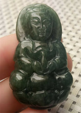 Load image into Gallery viewer, 10% OFF- Certified Natural Oily Green Jadeite Emerald A*Jade HandCarved Blessing Guanyin Jade Pendant A8934