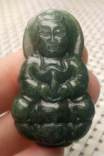 Load image into Gallery viewer, 10% OFF- Certified Natural Oily Green Jadeite Emerald A*Jade HandCarved Blessing Guanyin Jade Pendant A8934