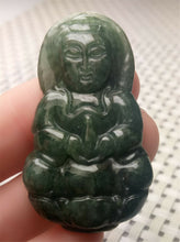 Load image into Gallery viewer, 10% OFF- Certified Natural Oily Green Jadeite Emerald A*Jade HandCarved Blessing Guanyin Jade Pendant A8934