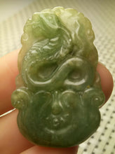 Load image into Gallery viewer, 10% OFF- Certified Natural Jadeite Emerald A*Jade HandCarved Lucky Snake Jade Pendant A8913