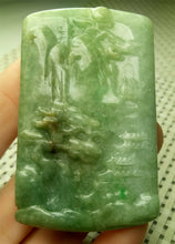 Load image into Gallery viewer, 10% OFF- Certified Natural Jadeite Emerald A*Jade HandCarved Beautiful Landscape Jade Pendant A4610