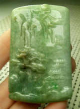 Load image into Gallery viewer, 10% OFF- Certified Natural Jadeite Emerald A*Jade HandCarved Beautiful Landscape Jade Pendant A4610