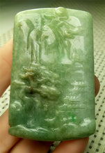 Load image into Gallery viewer, 10% OFF- Certified Natural Jadeite Emerald A*Jade HandCarved Beautiful Landscape Jade Pendant A4610